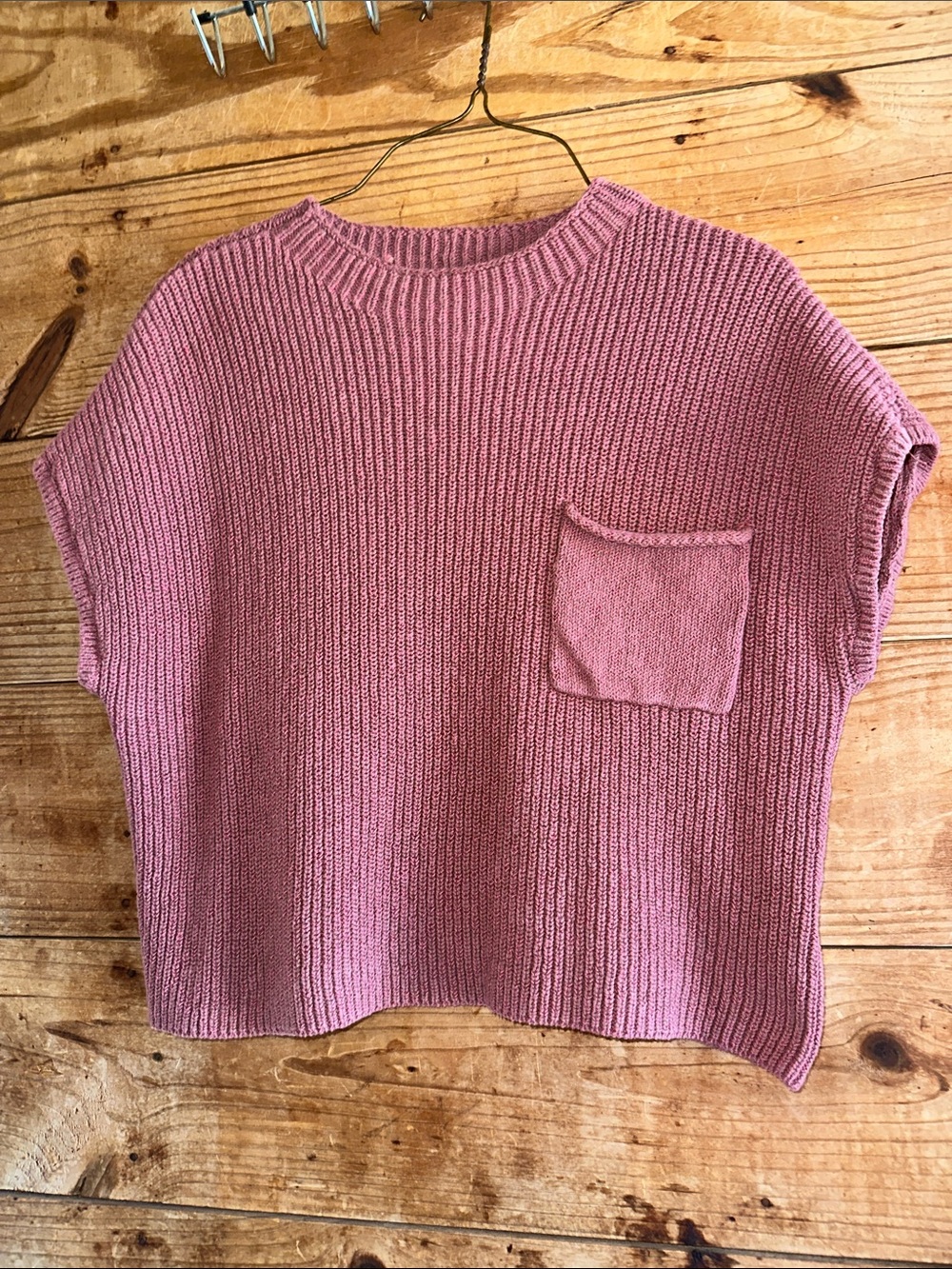 FP Beach Boxy Knit Sweater Tank in Dusty Rose